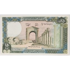 LEBANON 1978 . TWO HUNDRED 200 AND FIFTY 50 LIVRES BANKNOTE